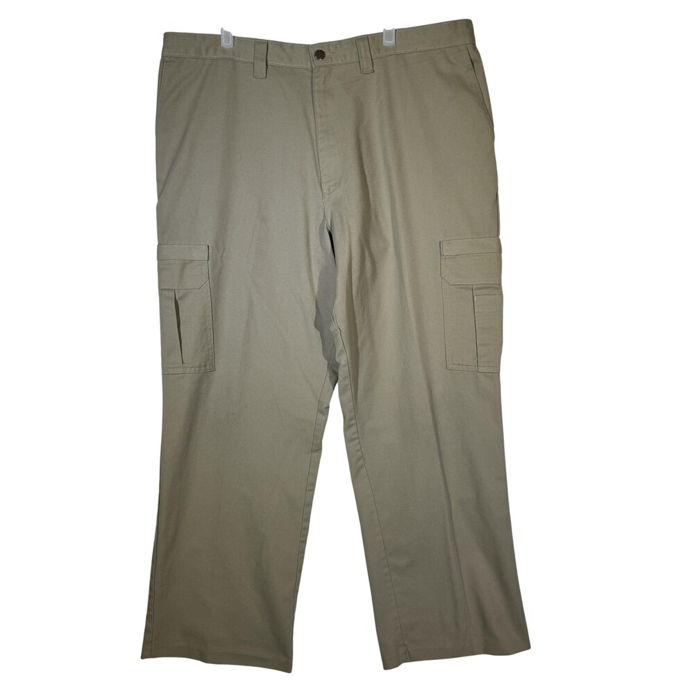 Dickies Cargo Pants Mens 42x32 Khaki Utility Workwear Pockets Polyester Blend
